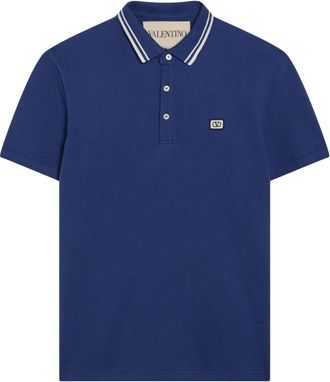 Valentino Garavani Polo VLogo Signature - Heren - Polos - Blauw - S - Katoen - Tops