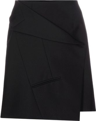 Alexander McQueen asymmetric miniskirt - women - Wool/Cupro - 40 - Black