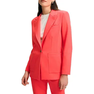 Isaac Mizrahi New York Peak Lapel Blazer with Removable Flower Pin in Radiant Rose at Nordstrom Rack, Size 14