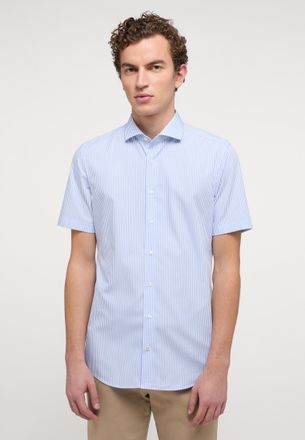 Eterna Kurzarmhemd ETERNA SLIM FIT, Herren, Gr. 43, Normalgr&ouml;ssen, blau, Popeline, 100% cotton, schmal, Hemden Kurzarmhemd