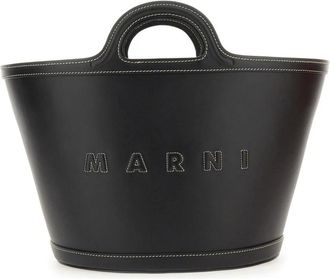 Marni Ovaalvormige Tas met Handvat - Dames - Shoppers - Zwart - ONE Size - Leer - Tassen