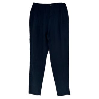 Giorgio Armani Pleated Trousers in Navy Blue Cupro