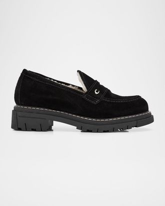 La Canadienne Donny Suede Platform Penny Loafers
