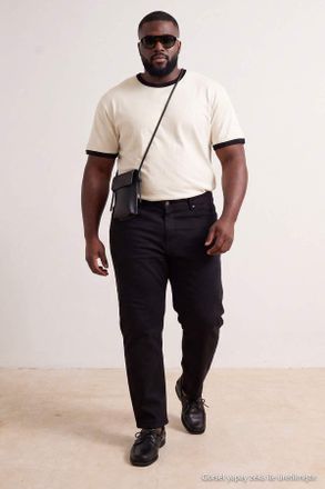 Trendyol MAN Heren Zwart Effen Normale taille Grote maten Jeans