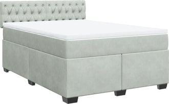 vidaXL Vidaxl - Cama Box Spring Con Colch&oacute;n Terciopelo Gris Claro 160x200 Cm