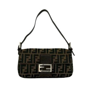 Fendi Pre-owned Shoulder Bags, female, Black, Size: ONE SIZE Pre-owned Vintage Canvas Shoulder Bag