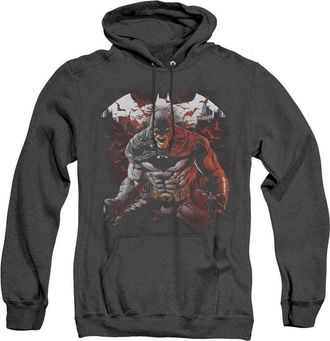 Gildan Batman Raging Bat Adult Heather Hoodie / Hooded Sweatshirt