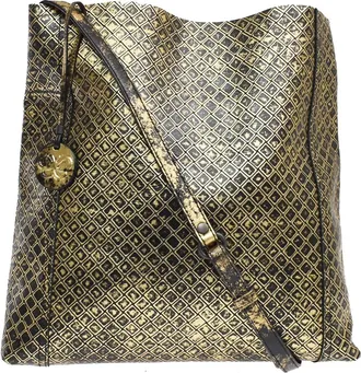 Bottega Veneta Messenger Butterfly Intrecciomirage Intarsio Leather Gold Leather Handbag (Pre-Owned)