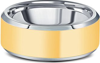 Pompeii3 Mens Polished Tungsten & Gold Plated Two Tone 8mm Ring Wedding Band