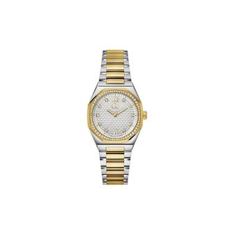 Guess Dames Armbandhorloge Kussen Sleek Mid Size Metaal Zilver Geelgoud - Dames - Horloges - Geel - ONE Size - Accessoires
