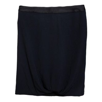 Emporio Armani Black Crepe Draped Knot Detail Mini Skirt