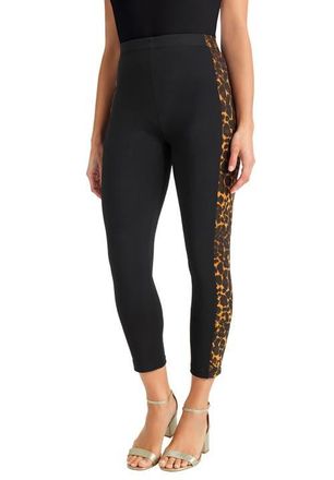 Jessica London Everyday Stretch Cotton Capri Legging in Brown Painterly Cheetah at Nordstrom, Size 12