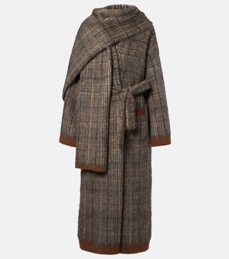 Brunello Cucinelli Checked mohair and wool-blend wrap coat