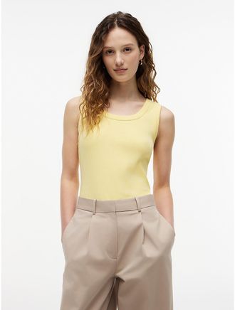 Tommy Hilfiger Womens Rib-Knit Tank Top - Yellow - XXL