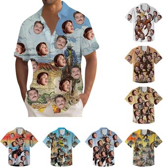 Generic Funny Face All Over Personalised Shirt Add Own Face Button Down Shirts, Custom Face Shirt, Customized Button Down Shirt Gift (UK, Alpha, One Size, Reg