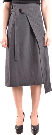 Pinko Midi Rok - Dames - Midirokken - Grijs - XS - Polyester - Rokken