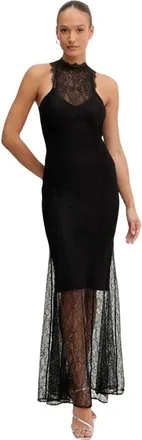 Twinset Abito lungo con scollo allamericana in pizzo - - Dresses - Donna - Nero - XS