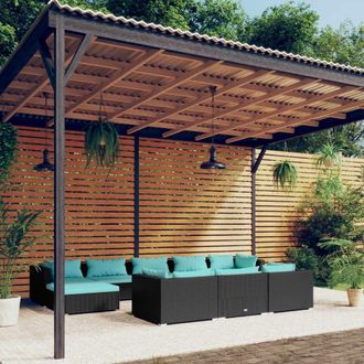 vidaXL Set De Muebles De Jard&iacute;n 10 Pzas Cojines Rat&aacute;n Sint&eacute;tico Negro Vidaxl