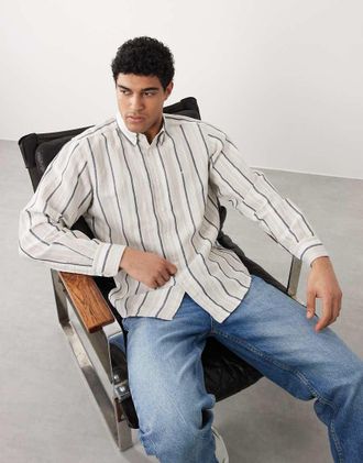 Boss Orange by Hugo Boss Hugo Boss - Camicia vestibilit&agrave; classica grigia con bottoni in coordinato-Grigio
