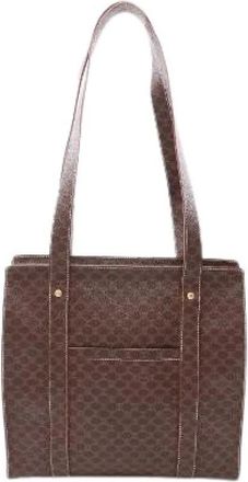 Celine Pre-owned Macadam Coated Canvas Tote Bag - Dames - Vintage Shopper - Bruin - ONE Size - Leer - Vintage