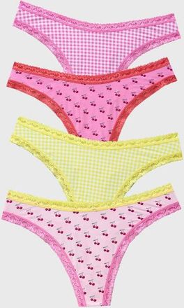 Stripe and Stare Thong Four Pack in Cherry Baby at Nordstrom, Size X-Small Uk