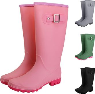 Generic Wellies Womens Waterproof Mid-Calf Rain Boots Wellington Anti-Slipping Rubber Shoes Lightweigh Garden Boots Comfortable Rain Shoes for Hiking, Yard Wo
