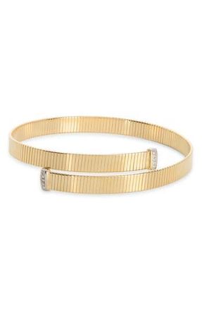 Meshmerise Diamond Ribbed Cuff Bracelet in Yellow Gold at Nordstrom Rack
