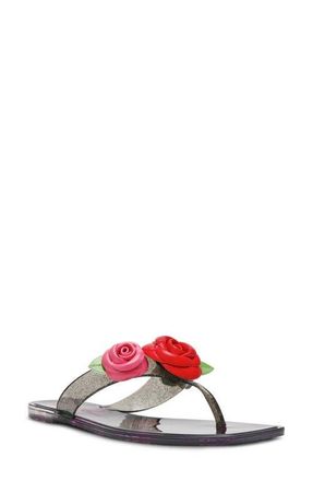 Betsey Johnson Trenten Jelly Flip Flop in Black/Rose at Nordstrom, Size 10