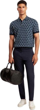 Ted Baker Herenpolo met korte mouwen en geometrisch jacquardpatroon (Marine)