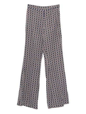 Sandro floral-pattern trousers - women - Viscose/Linen/Flax - 38 - Blue