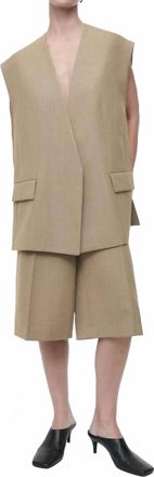 COS Longline Wool Blend Twill Shorts In Beige