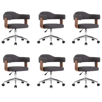 vidaXL Sillas De Comedor Giratorias 6 Uds Madera Curvada Y Tela Gris Vidaxl