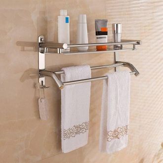 OEM Toallero Cromado Toallero Barras De Toalla De Acero Inoxidable Toallero De Ba&ntilde;o Toallero Con Estante Y Gancho De Pared 50cm