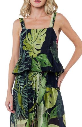 Ciebon Arushi Palm Print Top in Black Multi at Nordstrom, Size X-Small