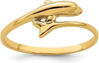 Diamond2Deal 14k Yellow Gold Single Dolphin Ring
