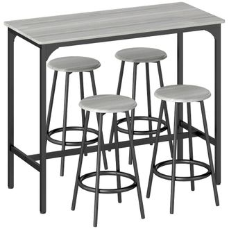 HOMCOM Muebles de Bar 110x50x89.5 cm Gris y Negro