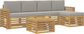 vidaXL Set Di Divani Da Esterno 6 Pz Bianco E Grigio Chiaro Poliestere Vidaxl