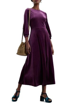 Seasalt Cornwall Oak Cottage Velvet Midi Dress in Amethyst at Nordstrom, Size 14 Us