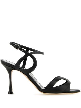 Manolo Blahnik 90mm Elfajrsan sandals - women - Kid Leather/Satin/Kid Leather/Calf Leather - 41 - Black