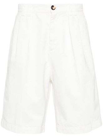 Brunello Cucinelli Shorts dritti con pieghe - Bianco