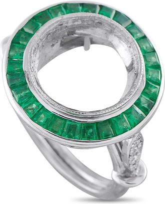 Luxury Bazaar Antique Platinum Diamond and Emerald Mounting Ring MF10-082526