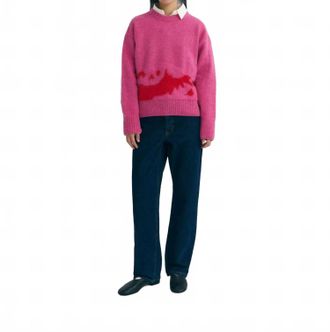 Thinking Mu Textured Petra Wool Sweater In Pink