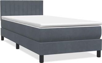 vidaXL Cama Box Spring Con Colch&oacute;n Terciopelo Gris Oscuro 80x210 Cm Vidaxl