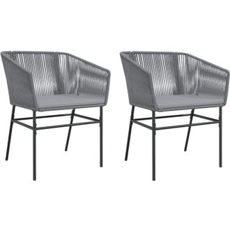 vidaXL Vidaxl - Sillones De Jard&iacute;n Con Cojines 2 Uds Rat&aacute;n Sint&eacute;tico Gris