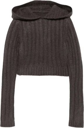 Rick Owens Rib Crop Hoodie - Sweatshirts & Hoodies - Mujer - Gris - S