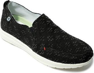 Minnetonka Expanse Slip-On Sneaker in Black Distressed Denim at Nordstrom, Size 6.5