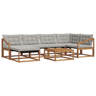 vidaXL Conjunto De Sof&aacute;s De Exterior 7 Pcs Gris Natural Y Claro Vidaxl