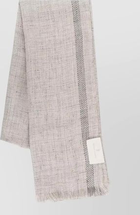 Brunello Cucinelli textured jute linen scarf embroidered trim