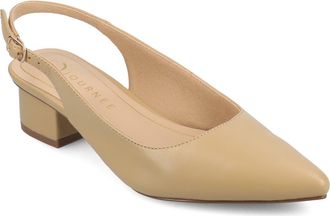 Journee Collection Sylvia Slingback Pump - Wide Width Available in Tan Pu at Nordstrom Rack, Size 6.5