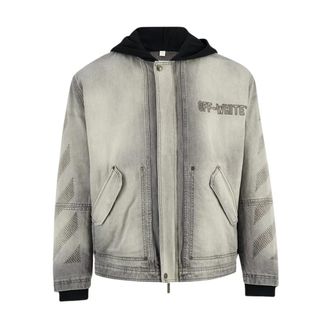 Off-white Aviator Fleece Denim Jacket - male - Off White - Denim Jackets - Gray - S - Jackets